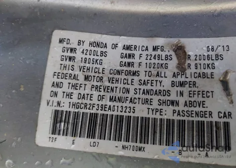 2014 Honda Accord Lx from USA, damaged, VIN 1HGCR2F39EA013235